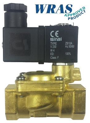 1/2 WRAS Brass water solenoid valve 2/2 N/Closed 0.3-16 Bar