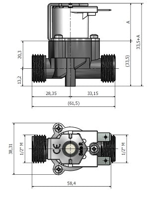 1/2 Plastic water solenoid valve 0.2-10 Bar N-Closed 5115BC